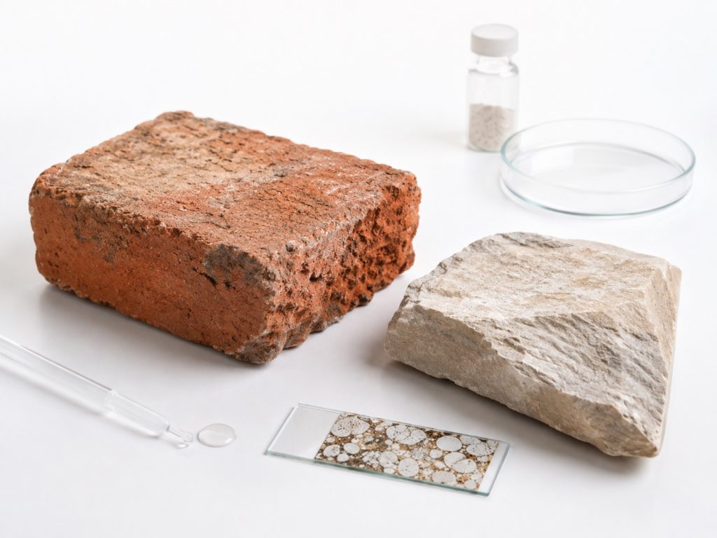 Onderzoek van historische baksteen en natuursteen met petrografie en fysische materiaalproeven