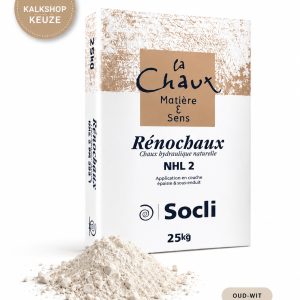 Socli Renochaux NHL 2 zak met kalkpoeder in natuurlijke droge kleur Boehm Chaux NHL 2 zak met kalkpoeder in natuurlijke droge kleur oud wit.