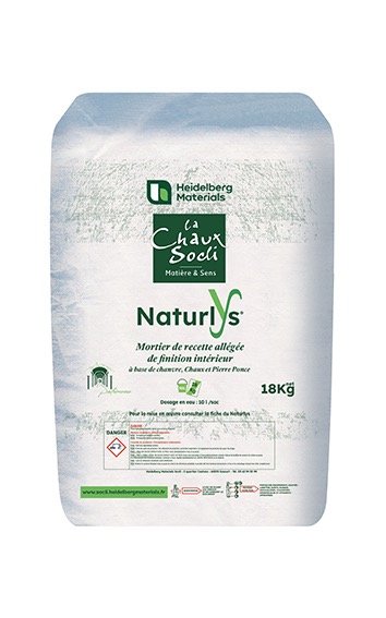 Socli Naturlys kalkpleister met hennepvezel, 18 kg zak – ademende binnenpleister voor restauratie en ecologische renovatie