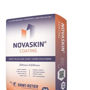 Zak NOVASKIN® Coating 25 kg – ultrafijne minerale afwerkingspleister op basis van NHL-kalk van Saint-Astier, geschikt voor binnen en buiten
