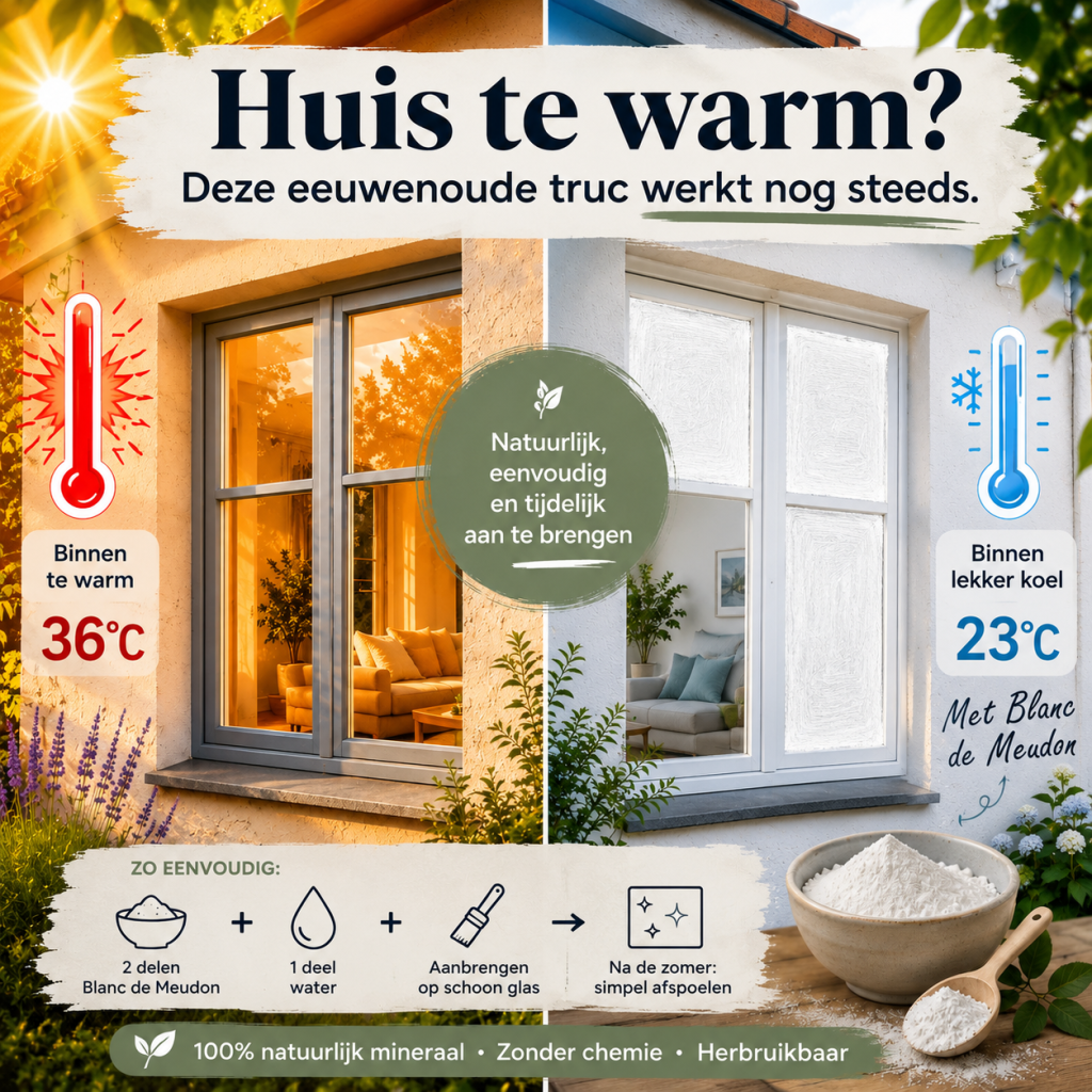 Woning koel houden zonder airco? Probeer deze eeuwenoude zomertip! Gebruik Blanc de Meudon op uw ramen
