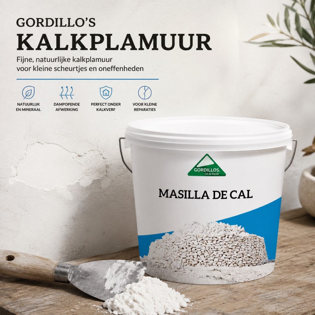 Gordillo’s Kalkplamuur voor het vullen van kleine scheurtjes, poriën en oneffenheden in minerale muren
