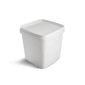 Witte vierkante emmer 5 liter met drukdeksel
