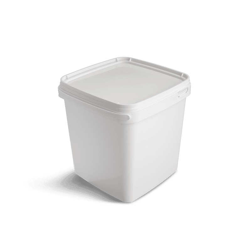 Witte vierkante emmer 5 liter met drukdeksel